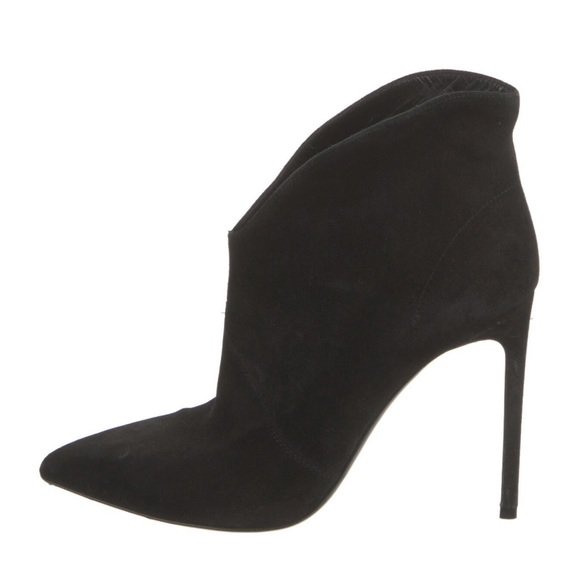 AUTHENTIC SAINT LAURENT SUEDE ANKLE HEELS BOOTS BLACK - Picture 2 of 10